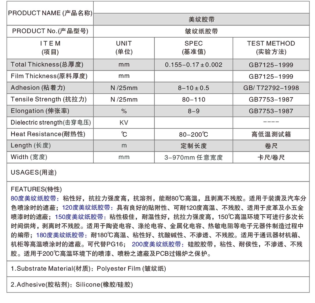 耐高溫美紋紙膠帶