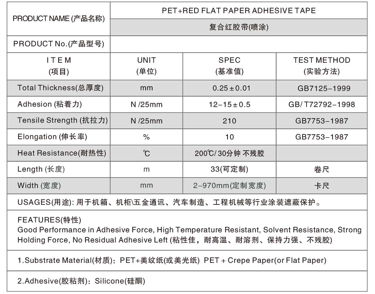 復(fù)合紅美紋膠帶噴涂烤漆專用